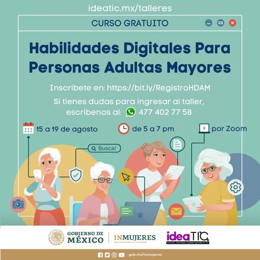 Ofrecerán curso virtual gratuito de habilidades digitales para adultas mayores